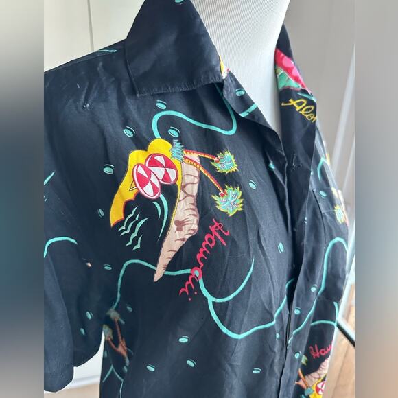 Vintage Hawaiian Shirt Hard Rock Cafe Honolulu Hawaii Xs Fit Retro Style - Picture 5 of 10